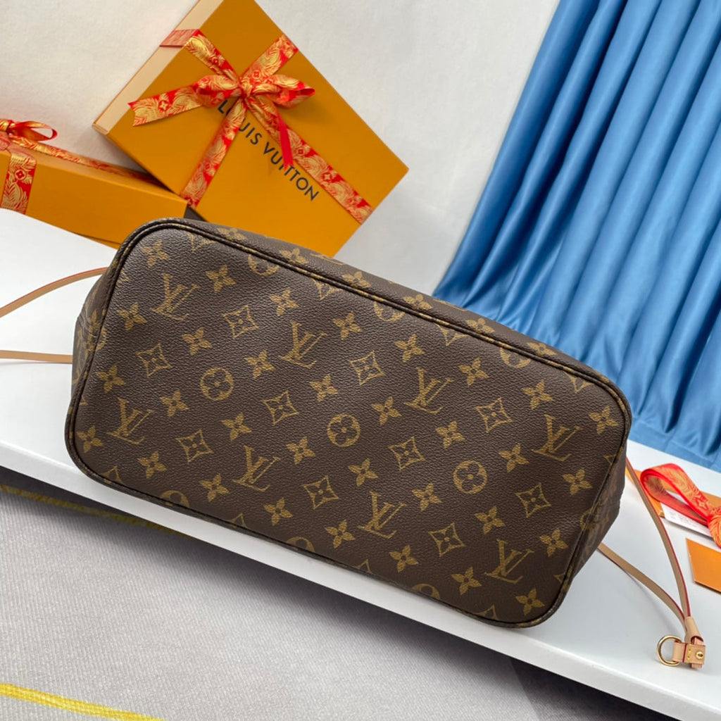 LOUIS VUITTON NEVERFULL MM 32 BROWN BEIGE PINK MONOGRAM CANVAS