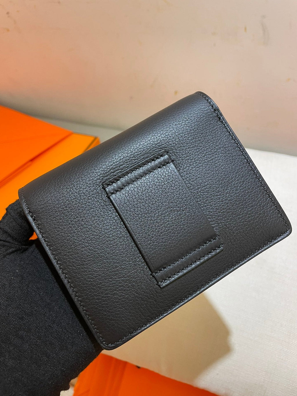 HERMES RoulisSlim Wallet 12.7 Black Calfskin