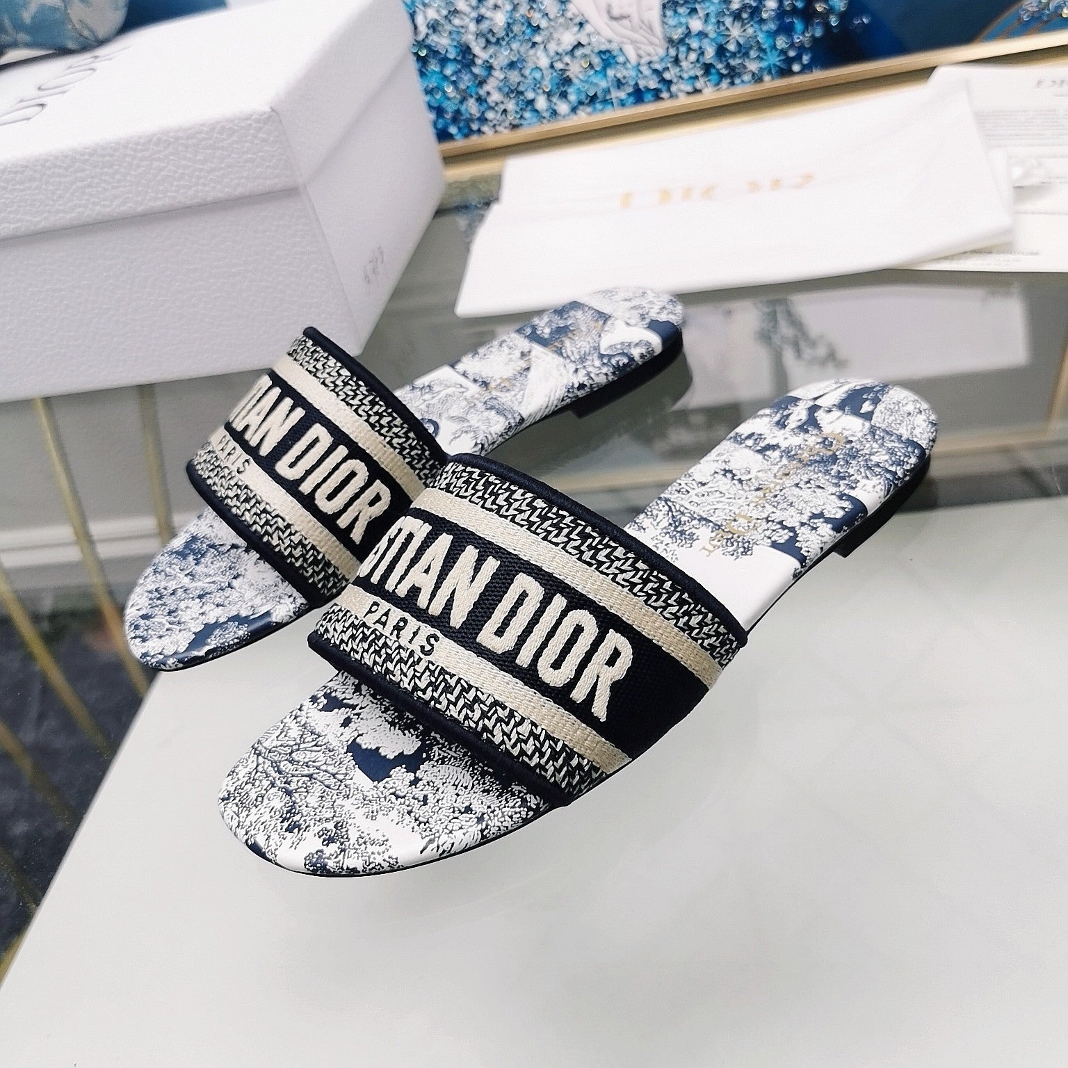 DIOR CD Mule Dway Slide 10mm Multi-motifs Style 29