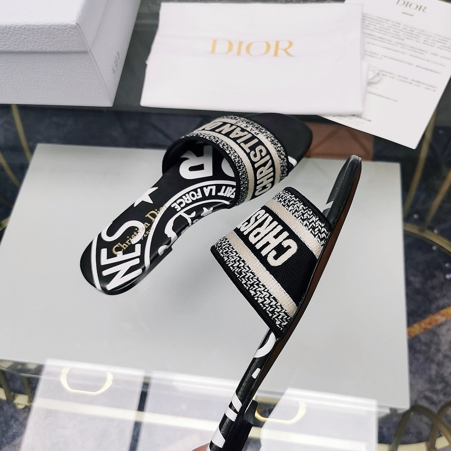 DIOR CD Mule Dway Slide 10mm Multi-motifs Style 30