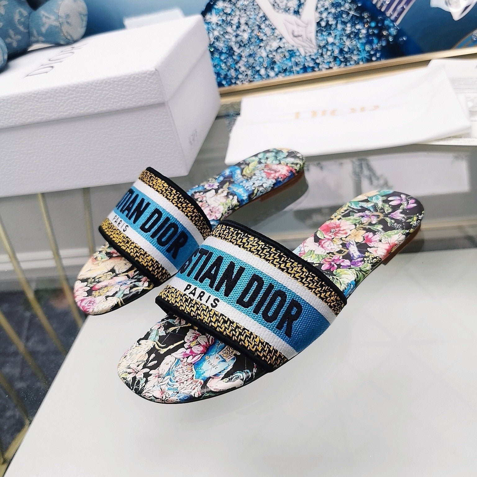DIOR CD Mule Dway Slide 10mm Multi-motifs Style 25