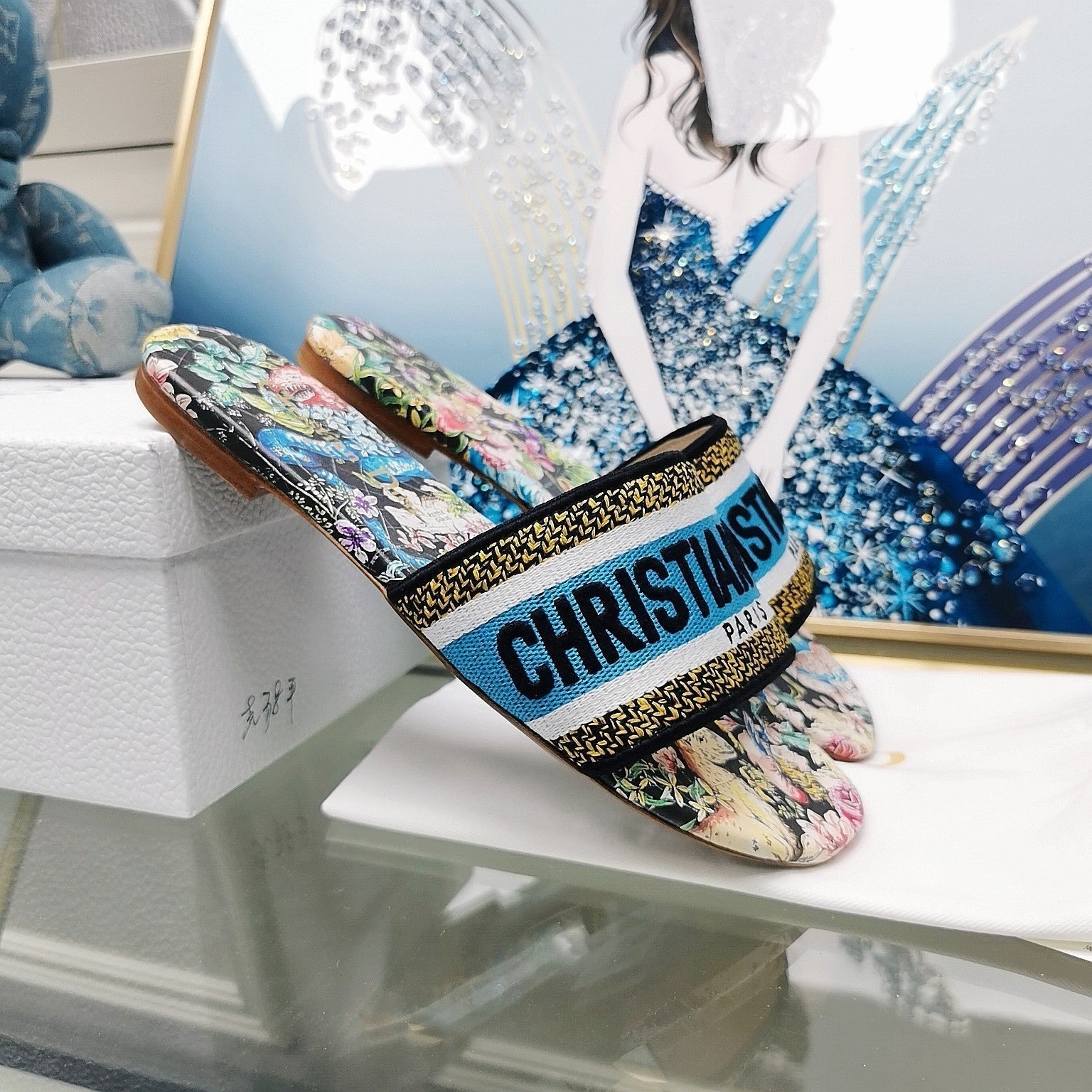 DIOR CD Mule Dway Slide 10mm Multi-motifs Style 25