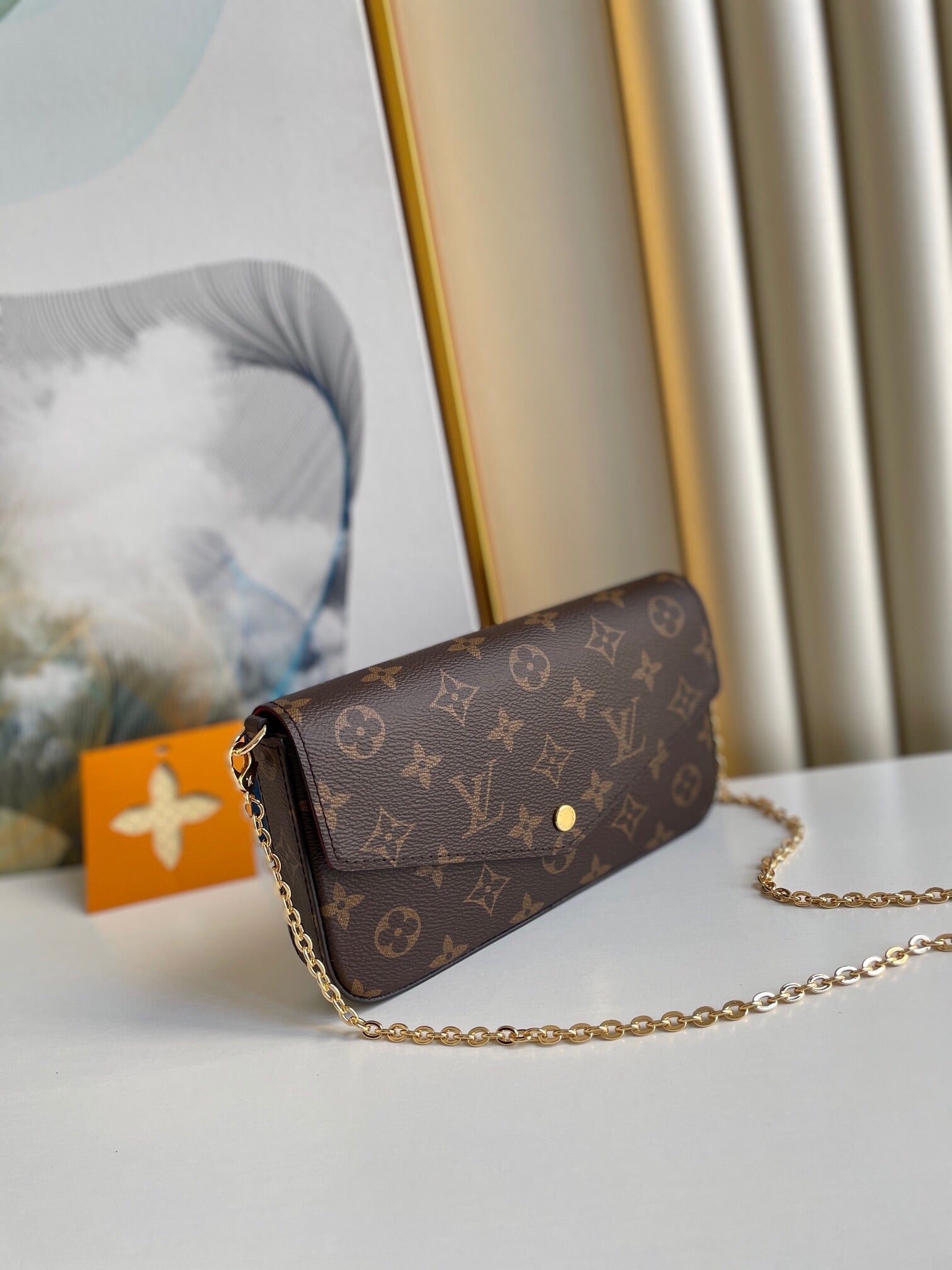 LOUIS VUITTON FÉLICIE POCHETTE 21 IN BROWN MONOGRAM CANVAS GOLD HARDWARE