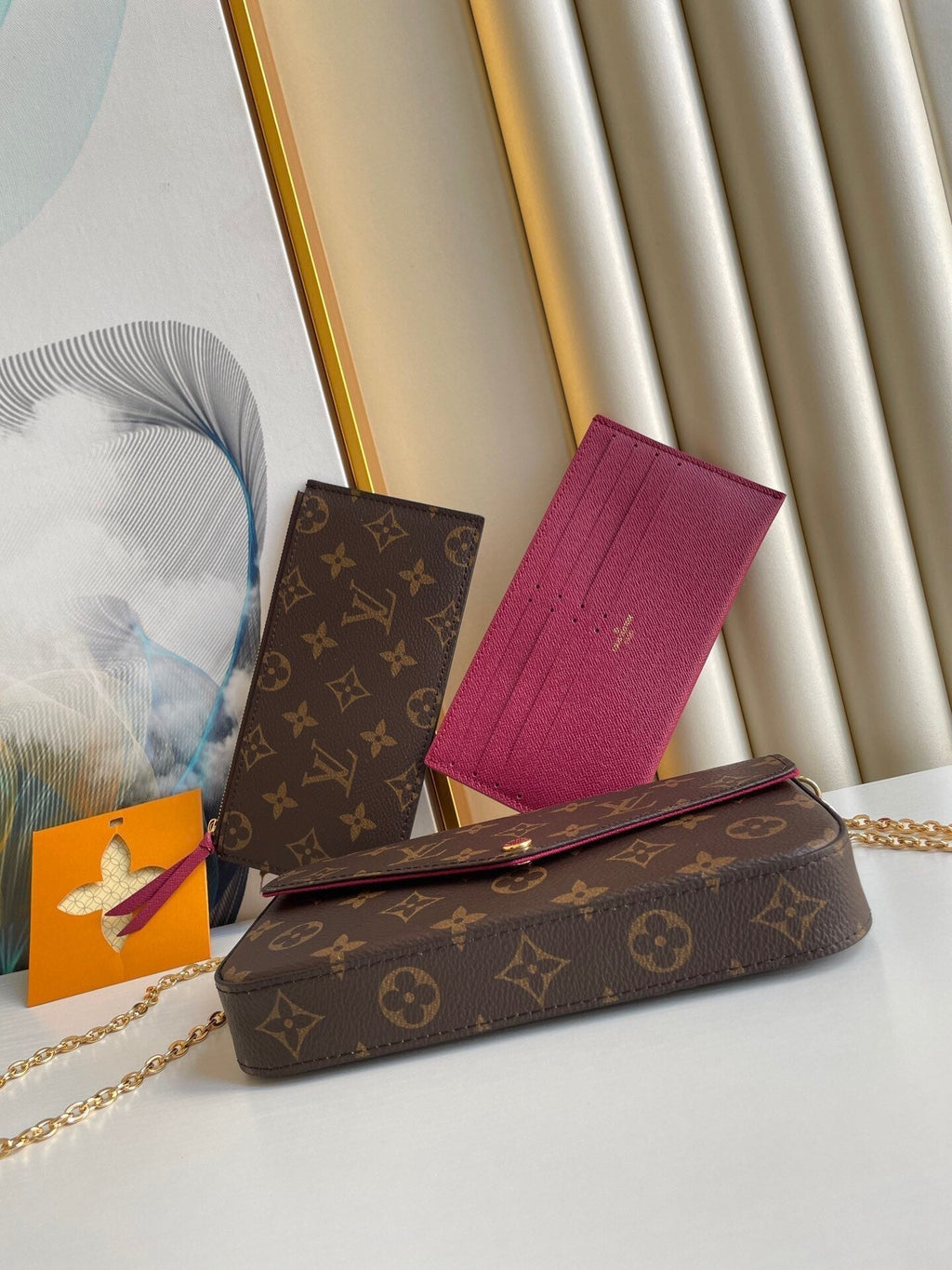 LOUIS VUITTON FÉLICIE POCHETTE 21 IN BROWN MONOGRAM CANVAS GOLD HARDWARE