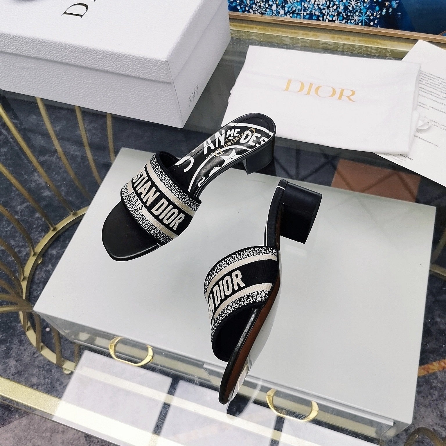 DIOR CD Mule Dway Heeled Slide 45mm Style 46