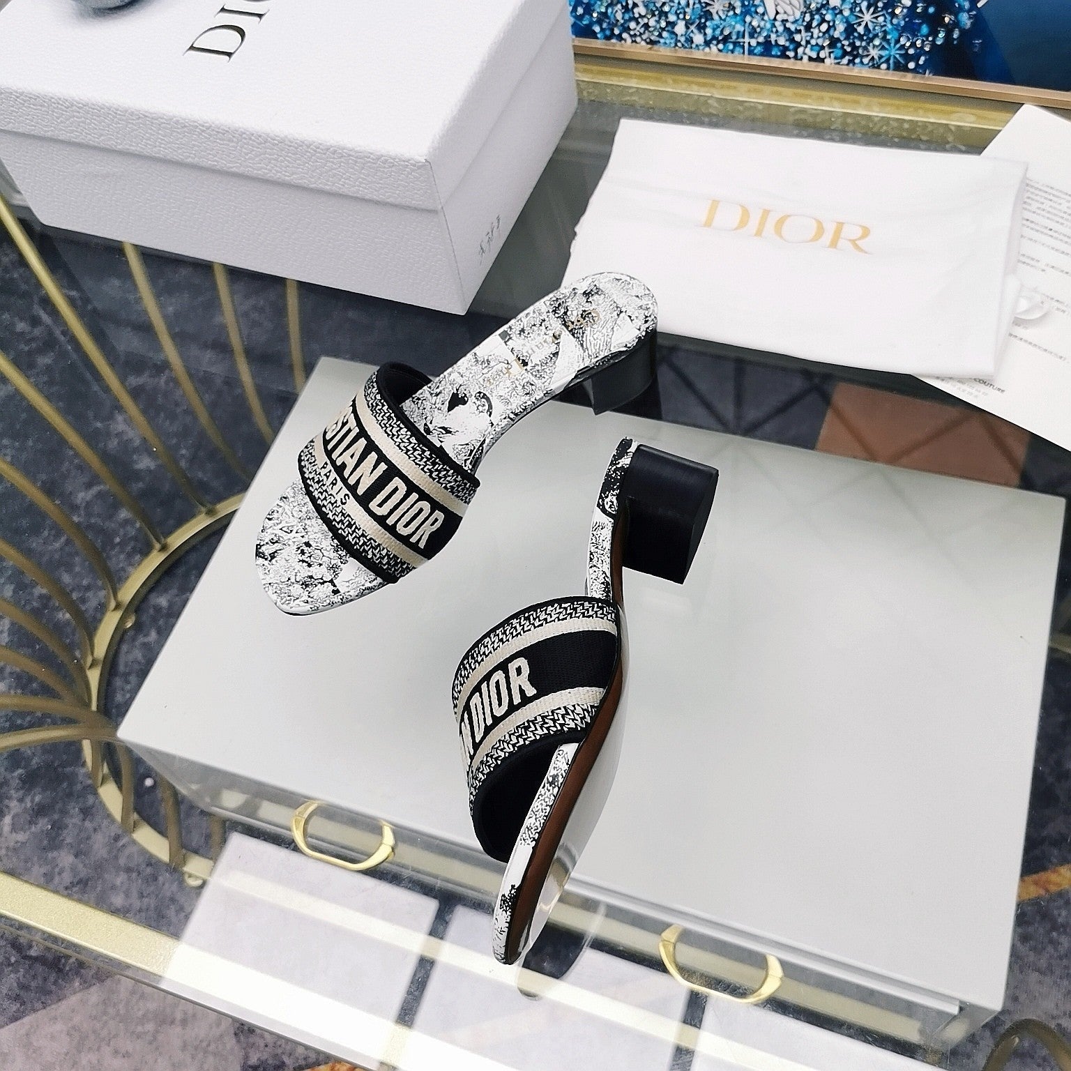 DIOR CD Mule Dway Heeled Slide 45mm Style 42