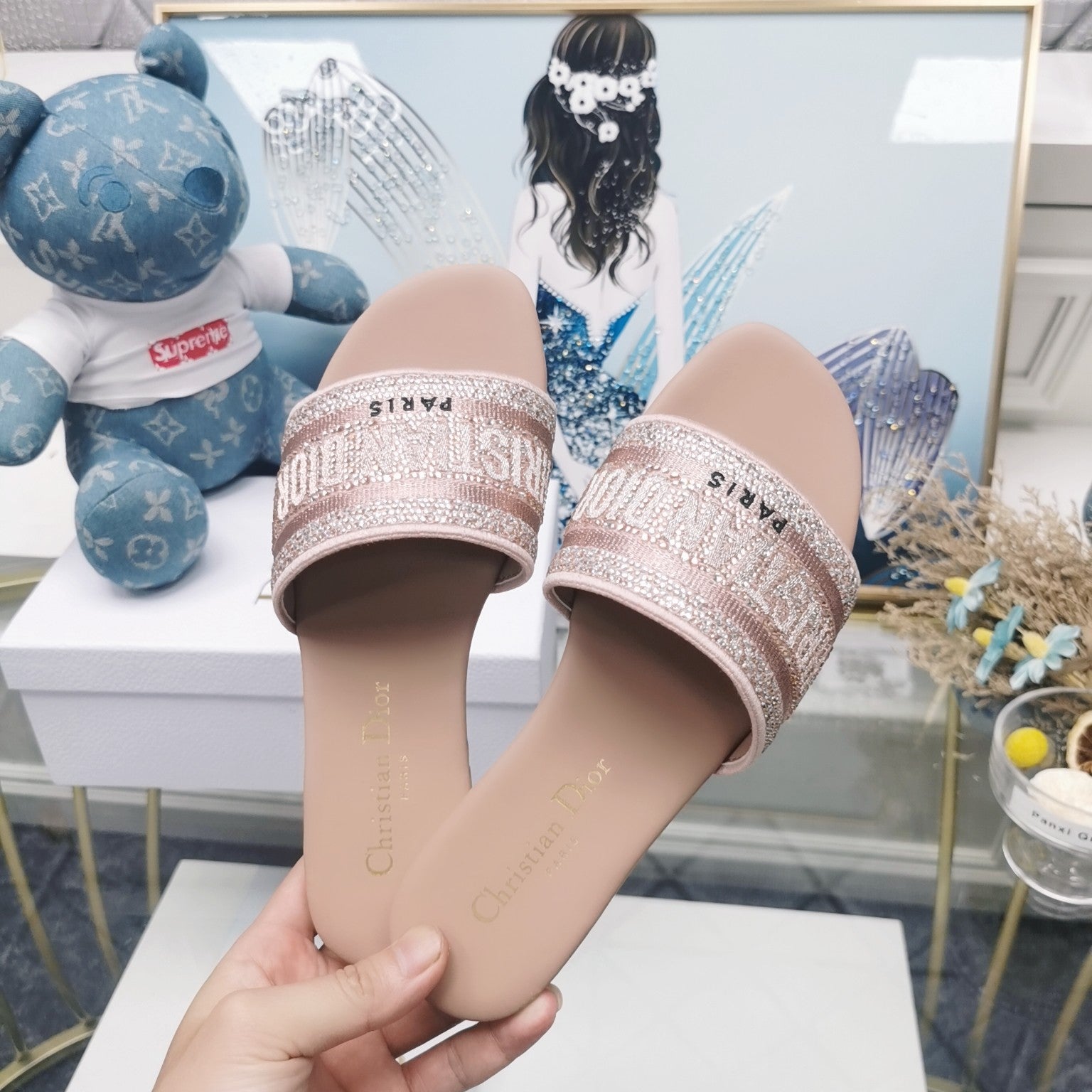 DIOR CD Mule Dway Slide 10mm Multi-motifs Style 23