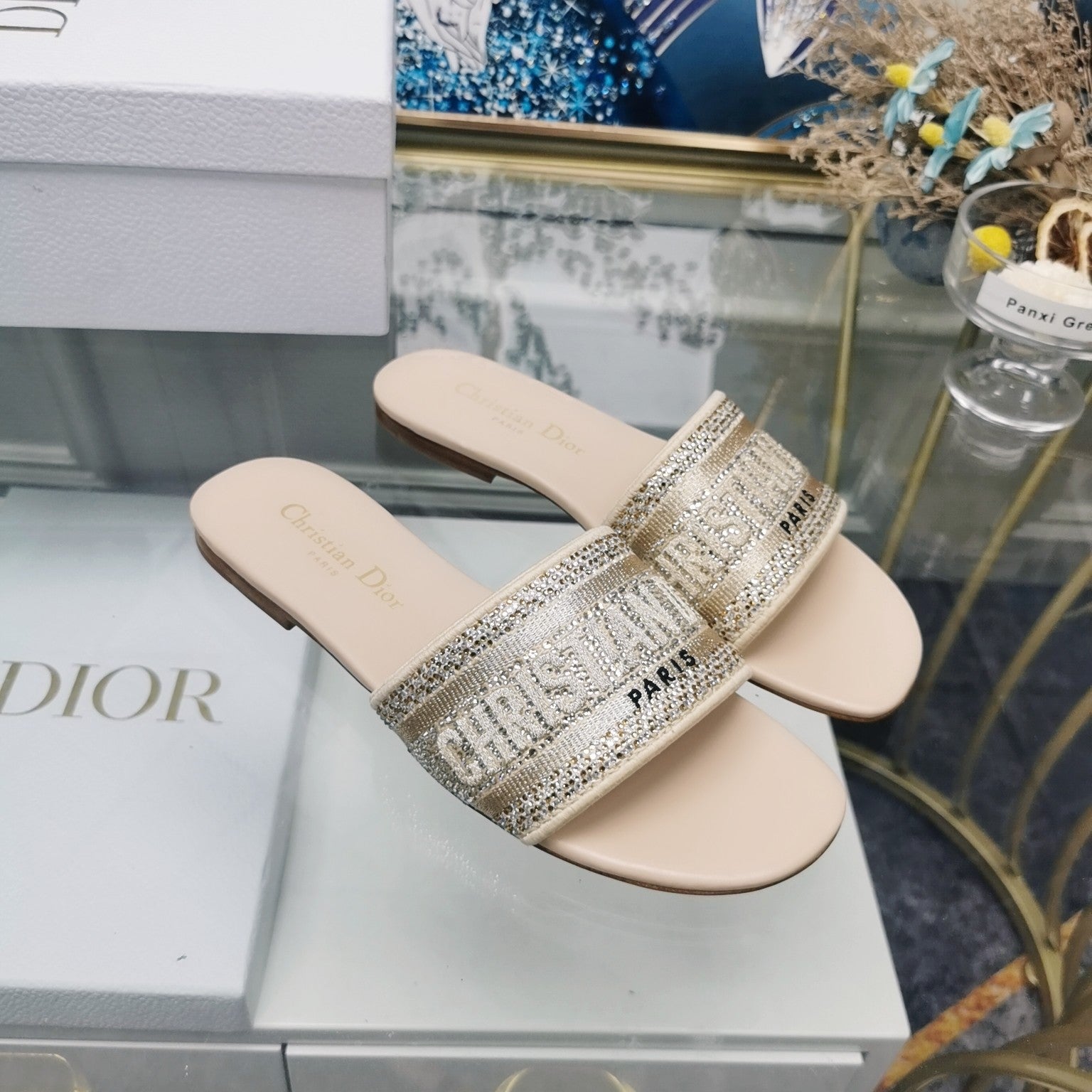 DIOR CD Mule Dway Slide 10mm Multi-motifs Style 22