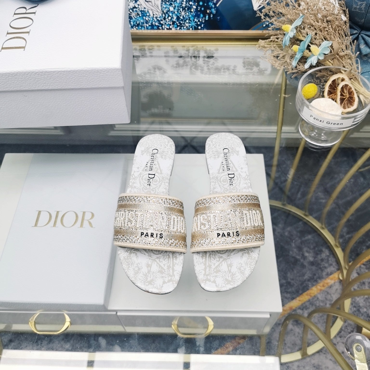 DIOR CD Mule Dway Slide 10mm Multi-motifs Style 18