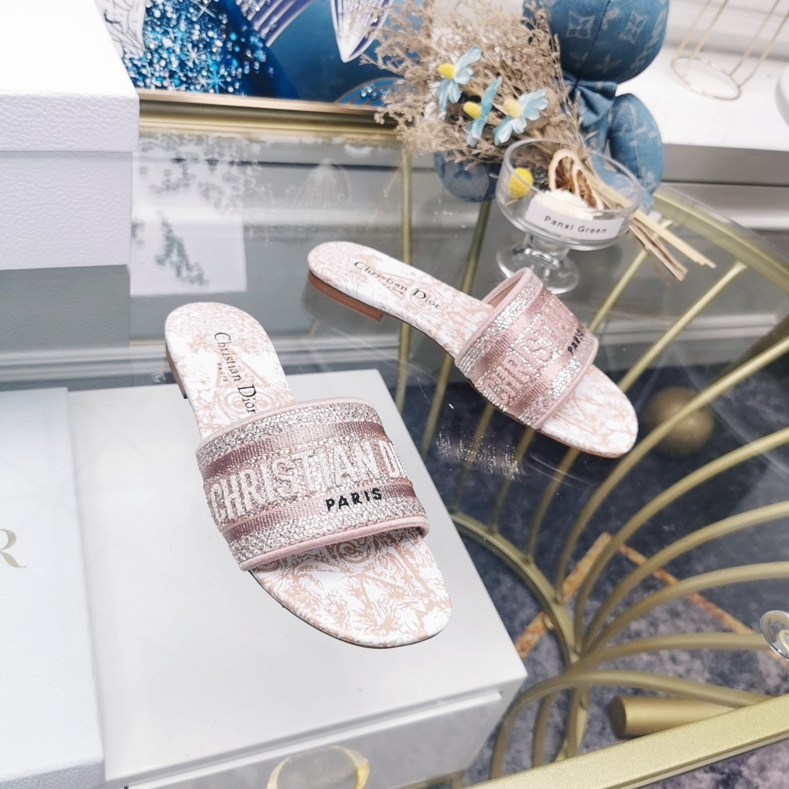 DIOR CD Mule Dway Slide 10mm Multi-motifs Style 16