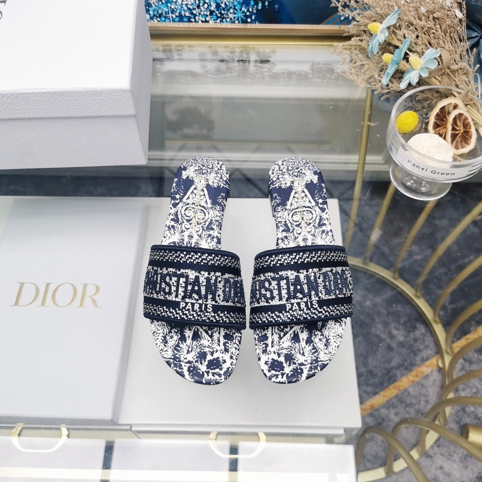 DIOR CD Mule Dway Slide 10mm Multi-motifs Style 15