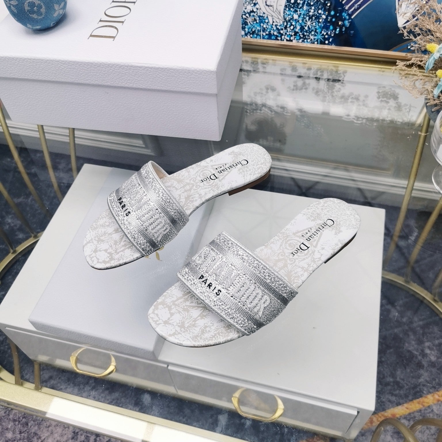 DIOR CD Mule Dway Slide 10mm Multi-motifs Style 14