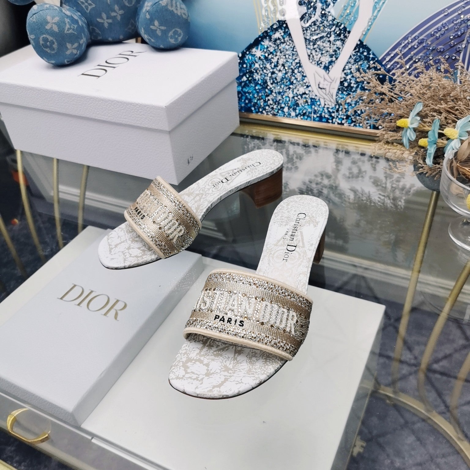 DIOR CD Mule Dway Heeled Slide 45mm Style 26
