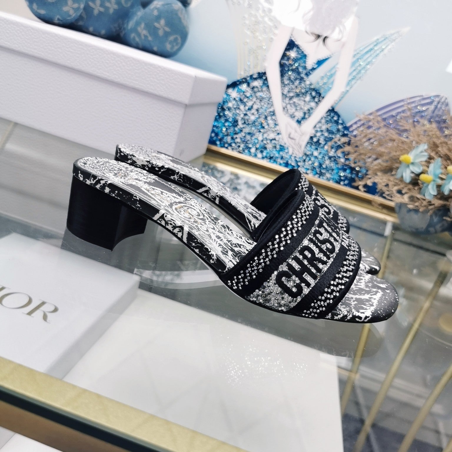 DIOR CD Mule Dway Heeled Slide 45mm Style 23