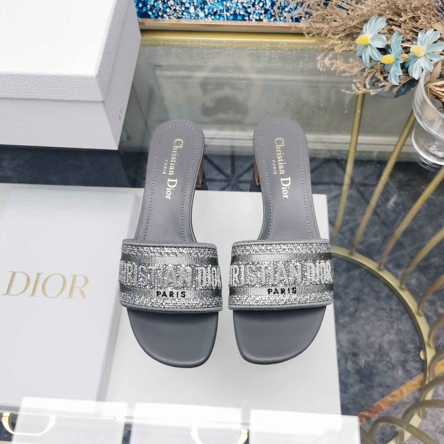 DIOR CD Mule Dway Heeled Slide 45mm Style 21