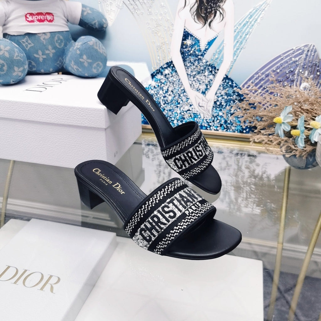 DIOR CD Mule Dway Heeled Slide 45mm Style 19