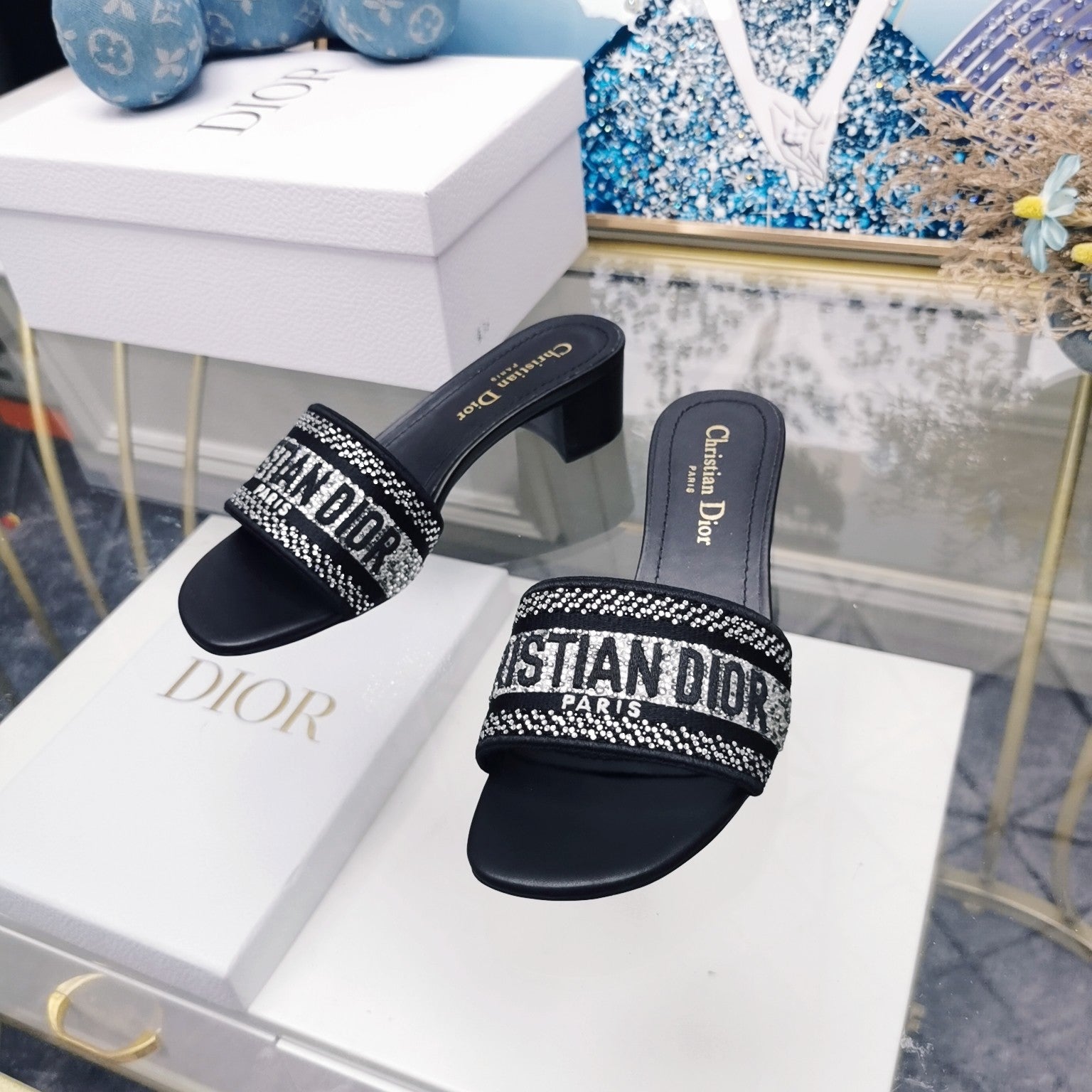 DIOR CD Mule Dway Heeled Slide 45mm Style 19