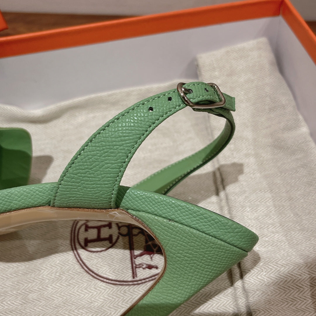 HERMES SLINGBACK SANDAL ETERNITE 105 EMERALD LAMBSKIN