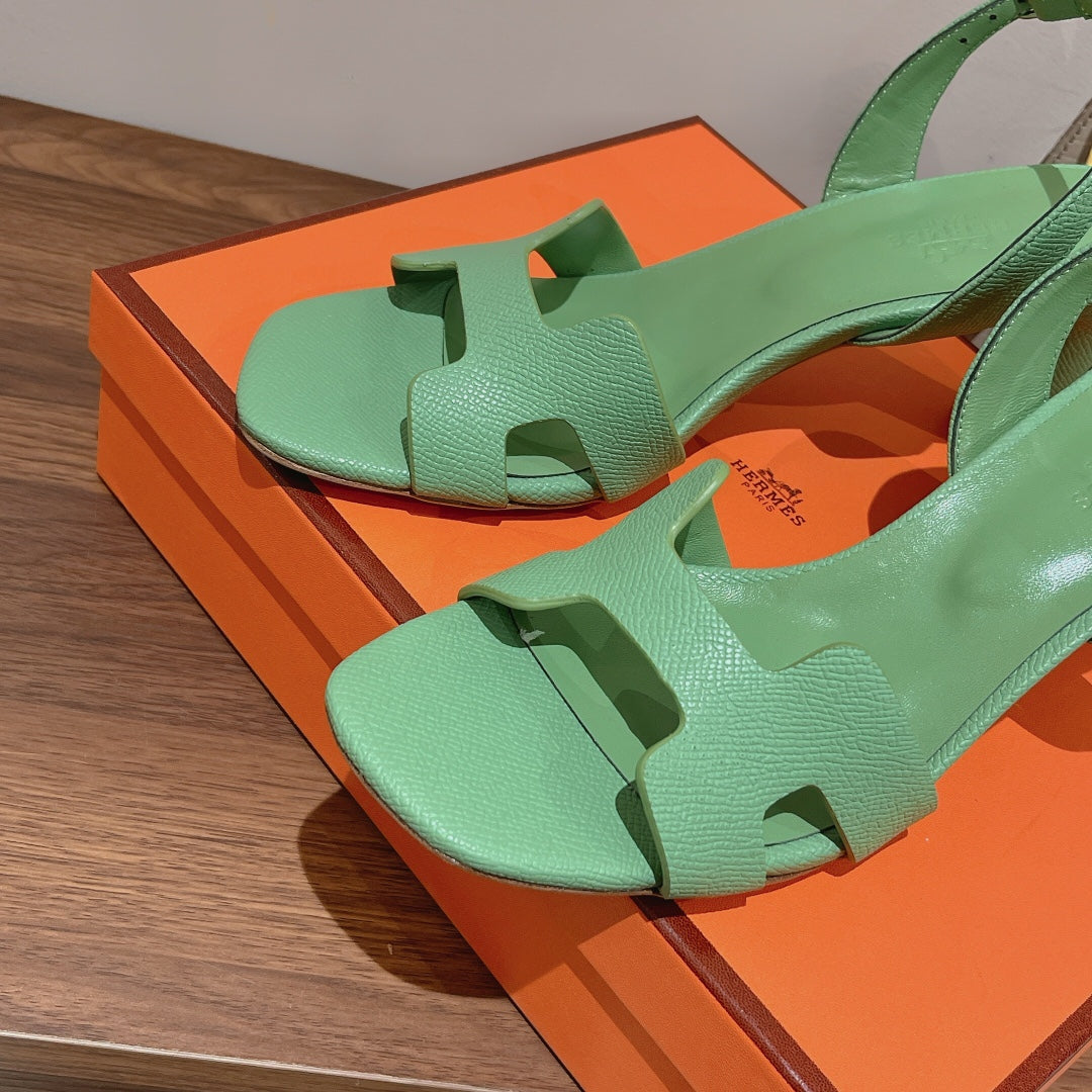 HERMES SLINGBACK SANDAL ETERNITE 75 EMERALD LAMBSKIN
