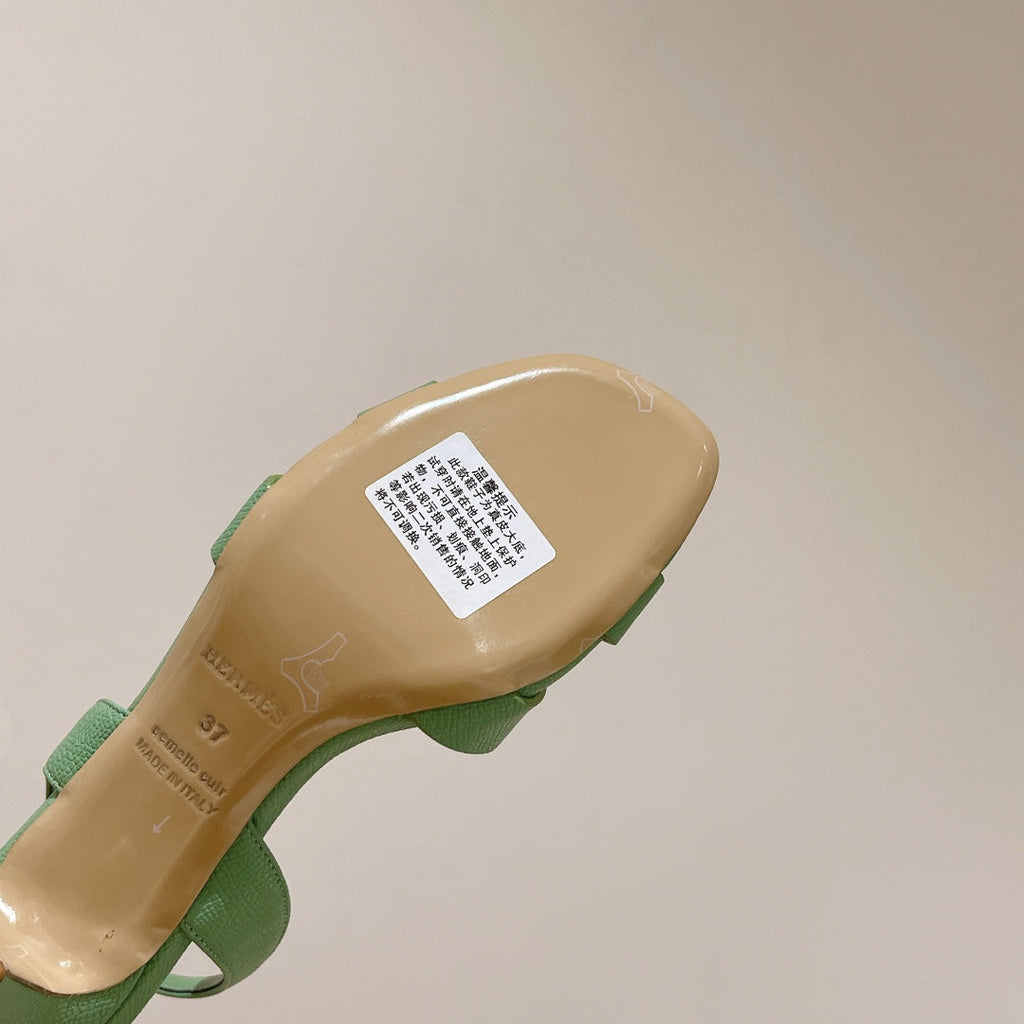 HERMES SLINGBACK SANDAL ETERNITE 75 EMERALD LAMBSKIN
