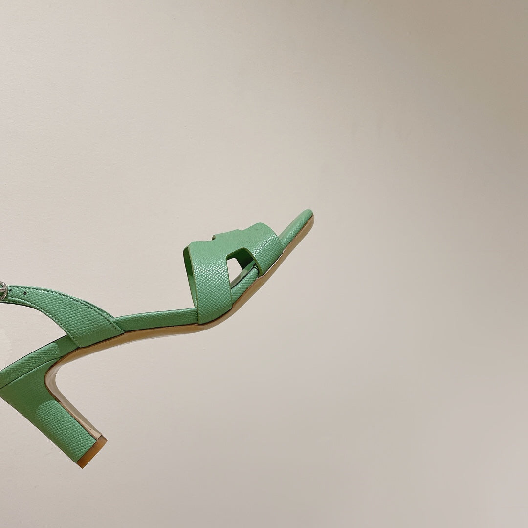 HERMES SLINGBACK SANDAL ETERNITE 75 EMERALD LAMBSKIN