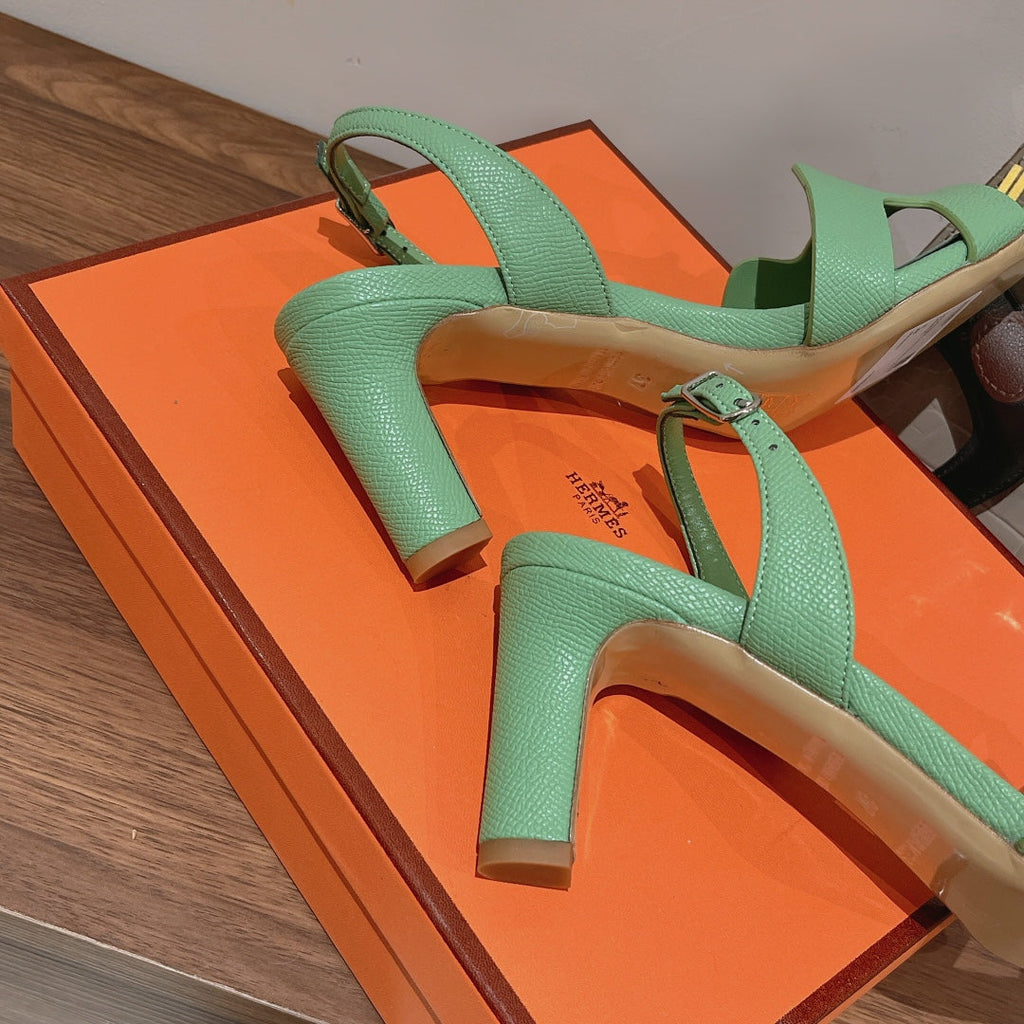 HERMES SLINGBACK SANDAL ETERNITE 75 EMERALD LAMBSKIN