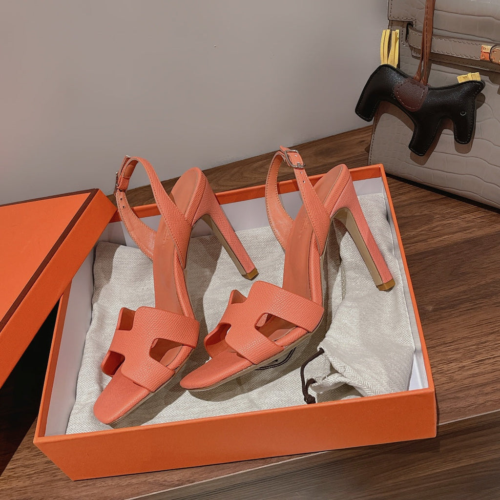HERMES SLINGBACK SANDAL ETERNITE 105 CANTALOUPE LAMBSKIN
