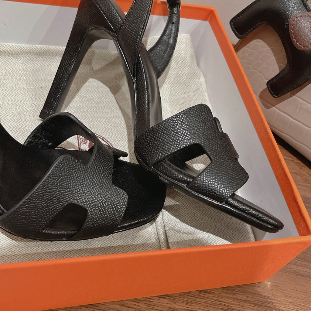 HERMES SLINGBACK SANDAL ETERNITE 105 BLACK LAMBSKIN