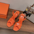 HERMES SLINGBACK SANDAL ETERNITE 105 ORANGE LAMBSKIN