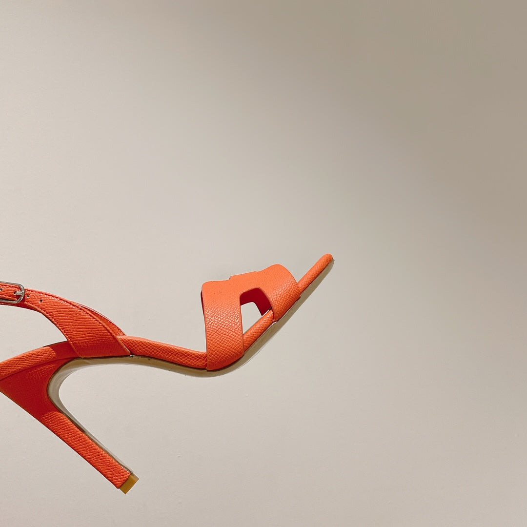 HERMES SLINGBACK SANDAL ETERNITE 105 ORANGE LAMBSKIN