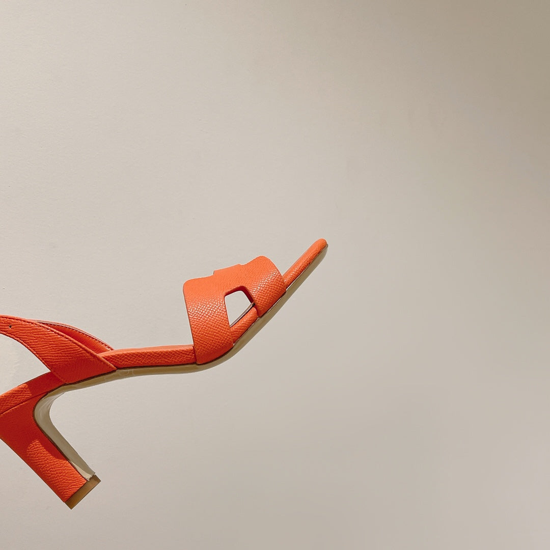 HERMES SLINGBACK SANDAL ETERNITE 75 ORANGE LAMBSKIN