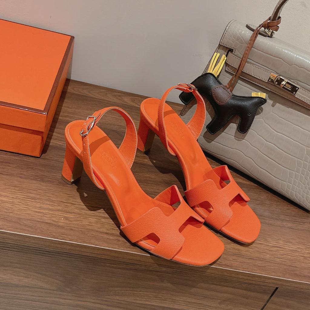 HERMES SLINGBACK SANDAL ETERNITE 75 ORANGE LAMBSKIN
