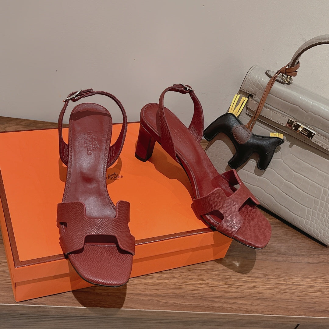 HERMES SLINGBACK SANDAL ETERNITE 75 BURNT UMBER LAMBSKIN