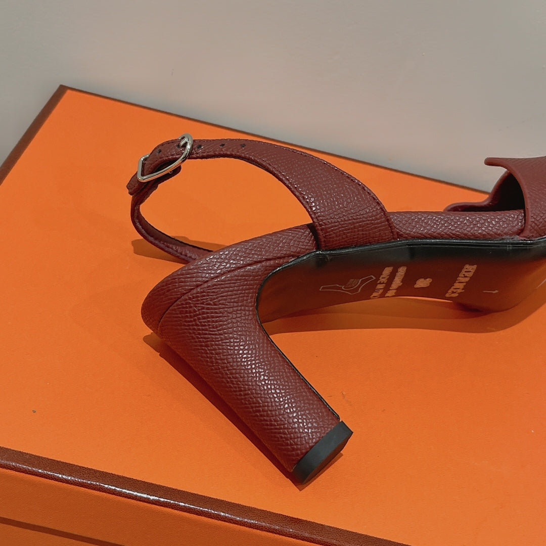 HERMES SLINGBACK SANDAL ETERNITE 75 BURNT UMBER LAMBSKIN