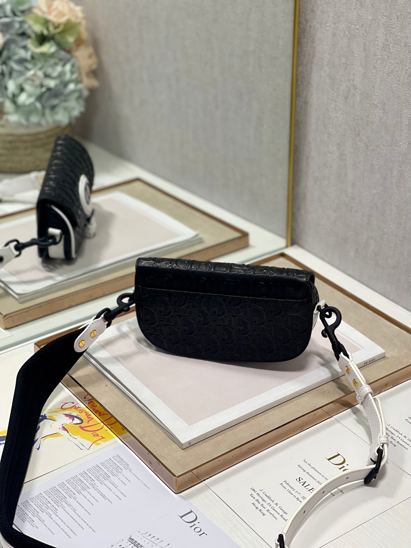 DIOR BOBBY EAST-WEST 21 BAG IN BLACK LAMBSKIN