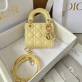 DIOR MICRO LADY 12 BAG IN LIGHT YELLOW LAMBSKIN