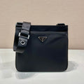 PRADA SQUARE BAG 28 IN BLACK RE-NYLON AND SAFFIANO LEATHER TRIM