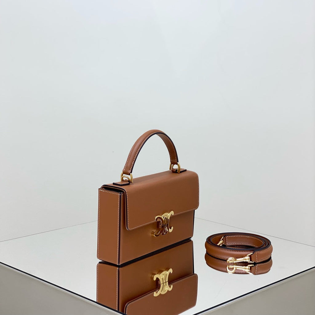 CELINE BOX TRIOMPHE 22 TAN NATURAL CALFSKIN