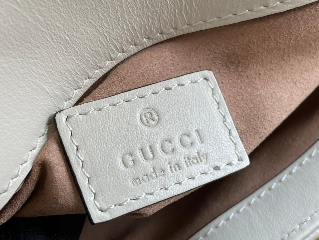 GUCCI MARMONT MINI HANDBAG 16 IN WHITE CALFSKIN