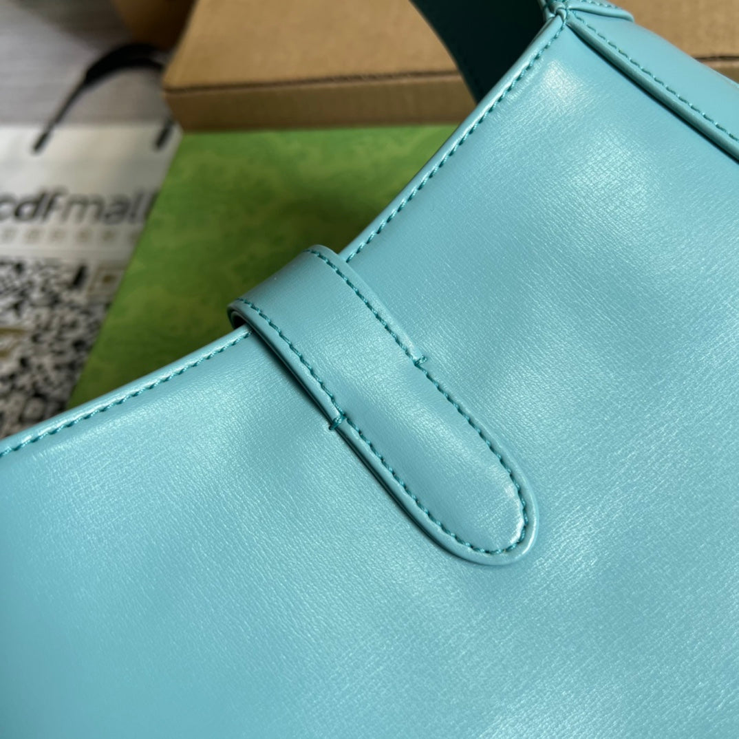 GUCCI JACKIE SMALL 28 SHOULDER BAG IN BLUE PASTEL CALFSKIN