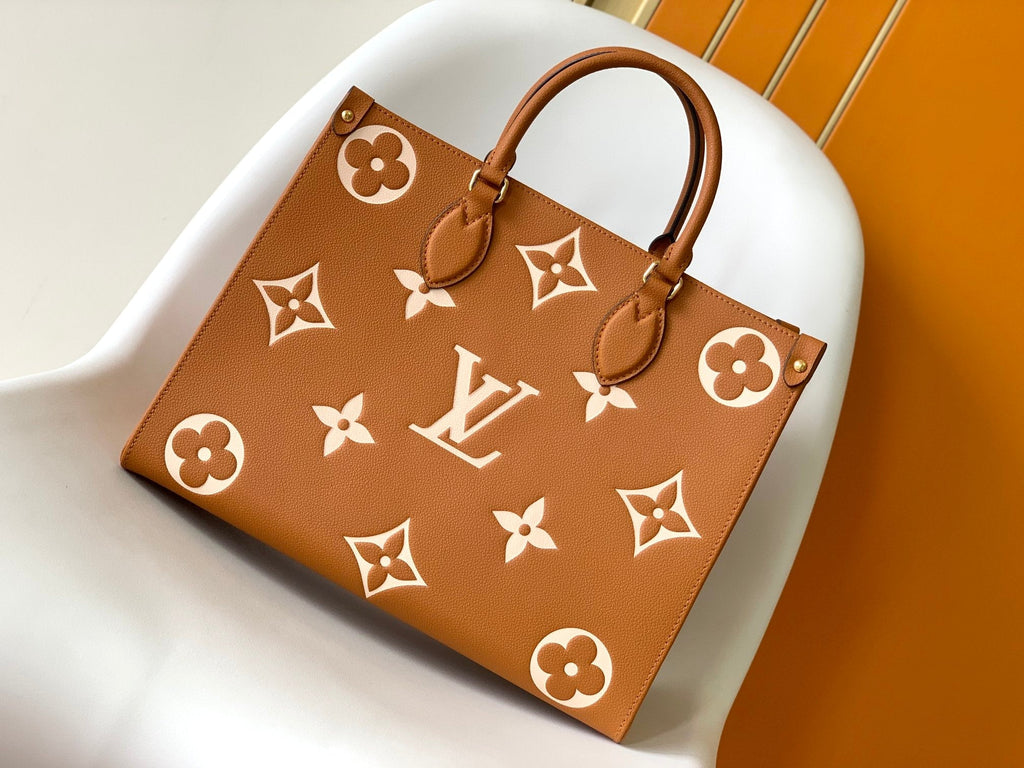 LOUIS VUITTON ONTHEGO MM 35CM ORANGE WHITE
