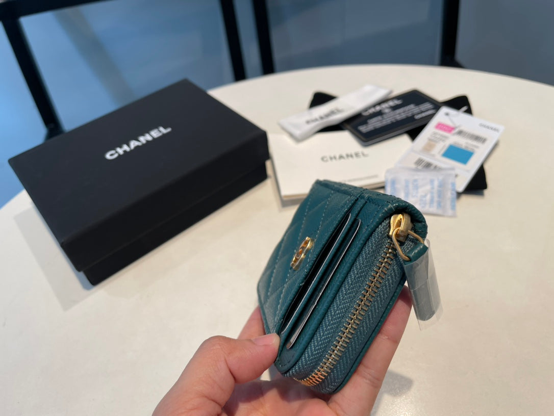 CHANEL ZIPPED COIN PURSE 11 OCEAN GRAINED CALFSKIN