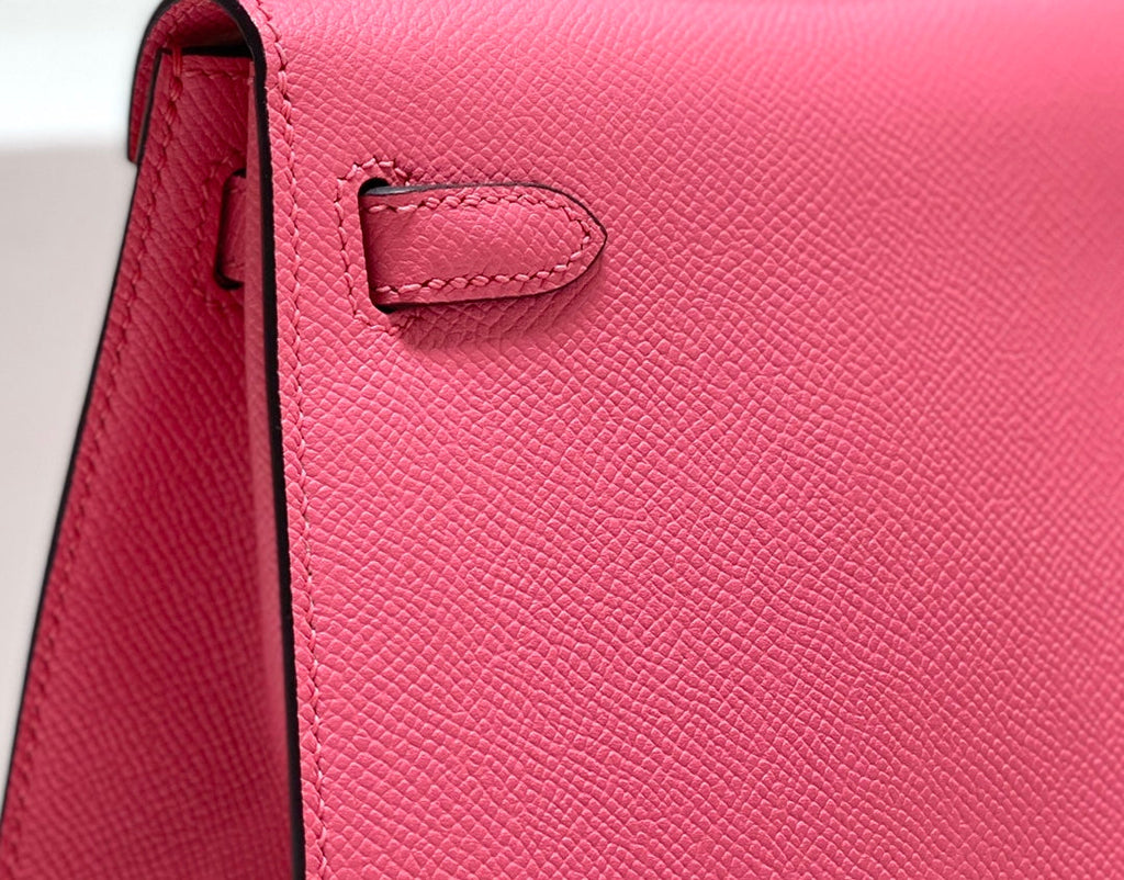 HERMES KELLY MINI 20 BAG IN WATERMELON PINK CALFSKIN WITH GOLD HARDWARE