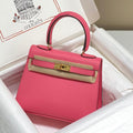 HERMES KELLY MINI 20 BAG IN WATERMELON PINK CALFSKIN WITH GOLD HARDWARE