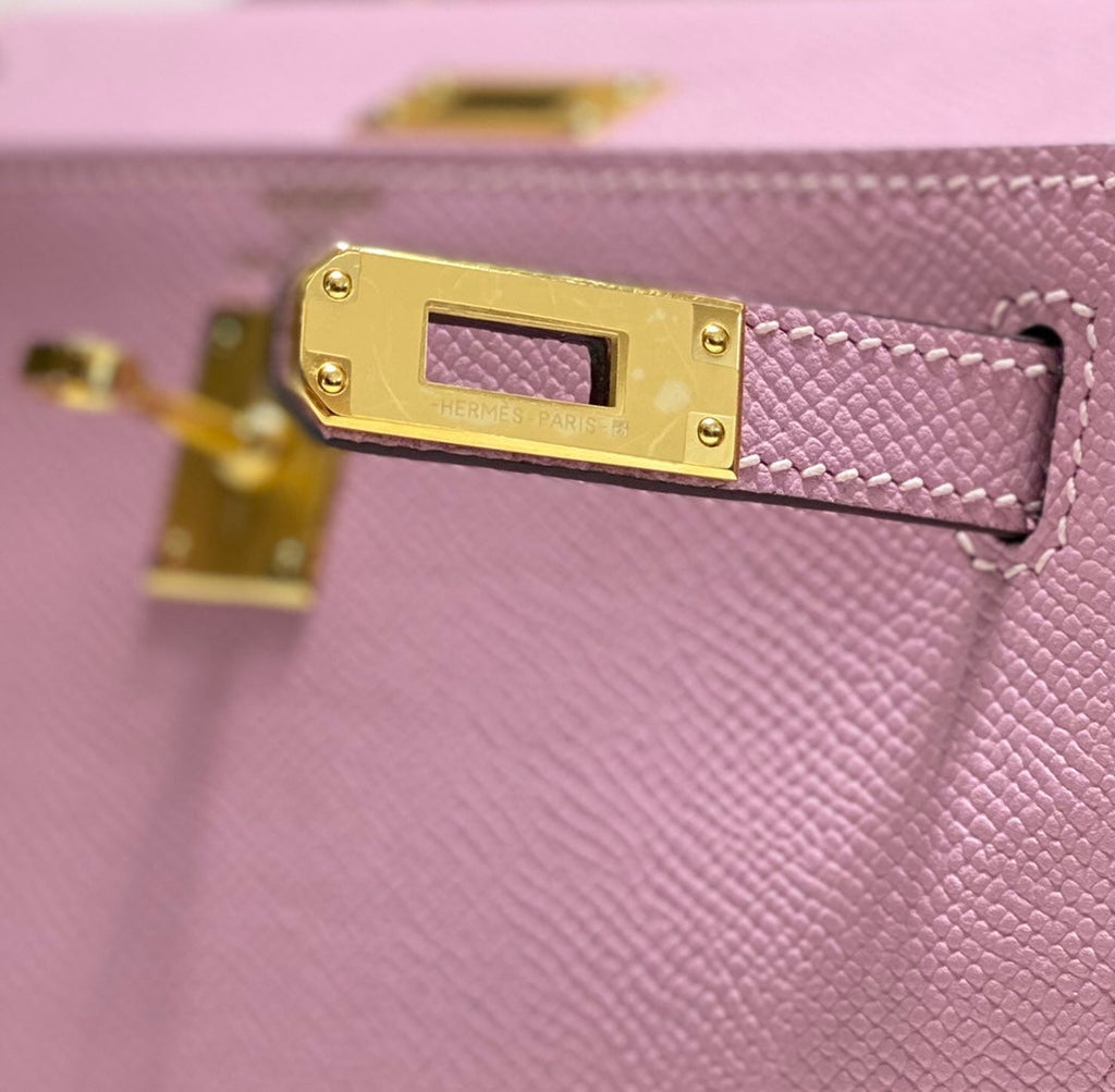 HERMES KELLY MINI 20 BAG IN BABY PINK CALFSKIN WITH GOLD HARDWARE