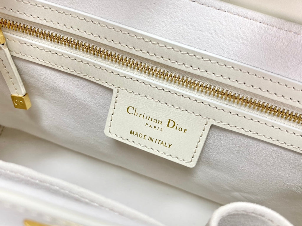 DIOR PARISIENNE 30 HANDBAG IN WHITE SMOOTH CALFSKIN