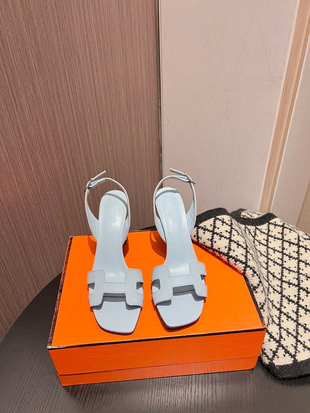 HERMES Slingback Sandal Eternite 95 Sky blue