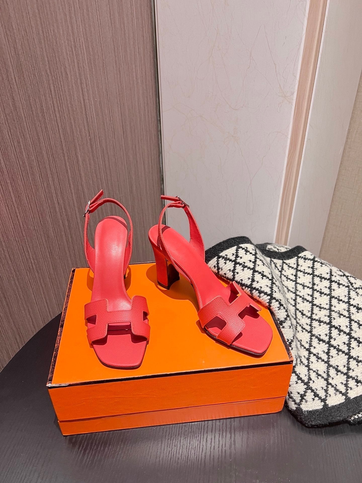 HERMES Slingback Sandal Eternite 95 Red