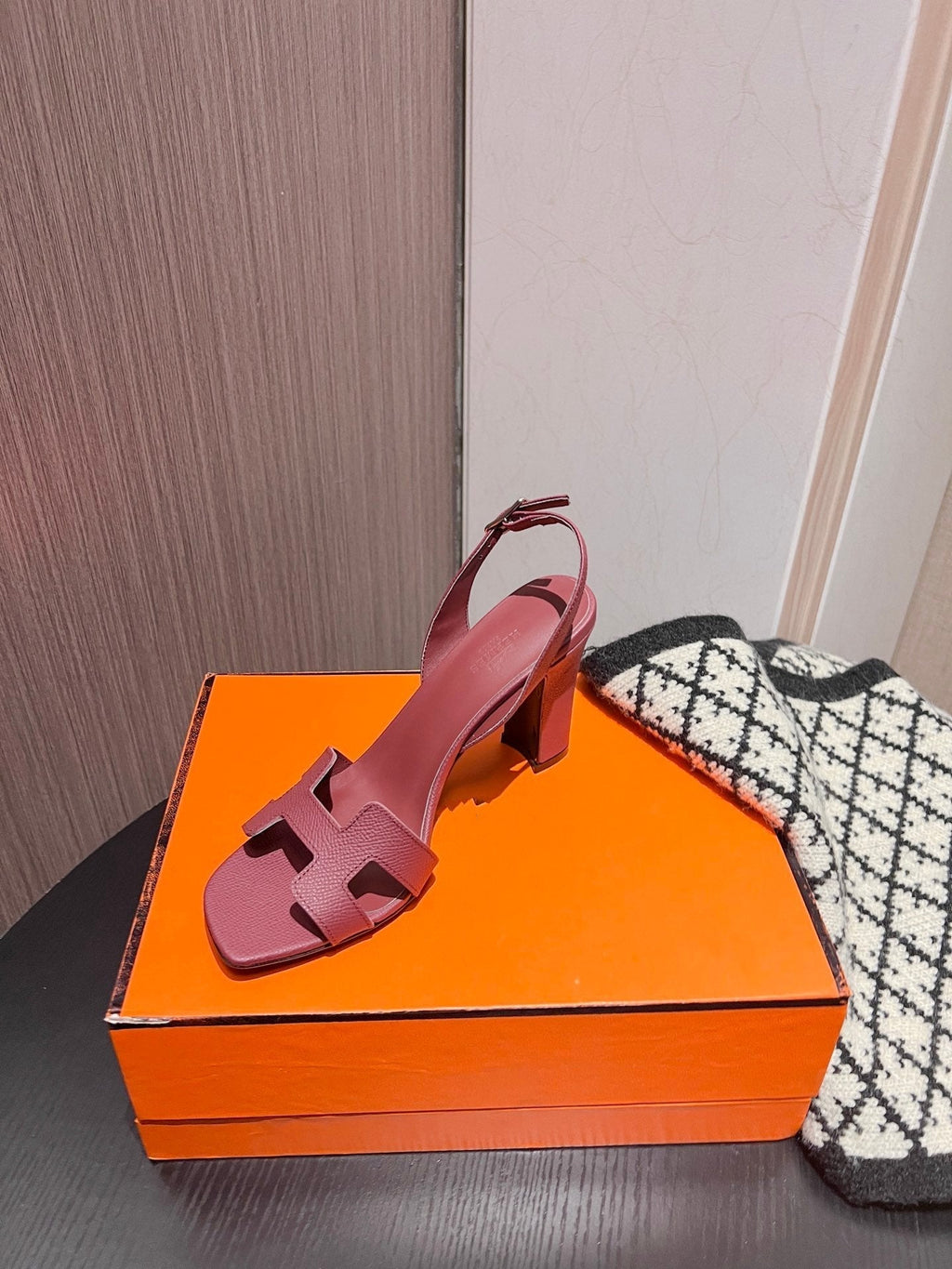 HERMES Slingback Sandal Eternite 95 Cherry