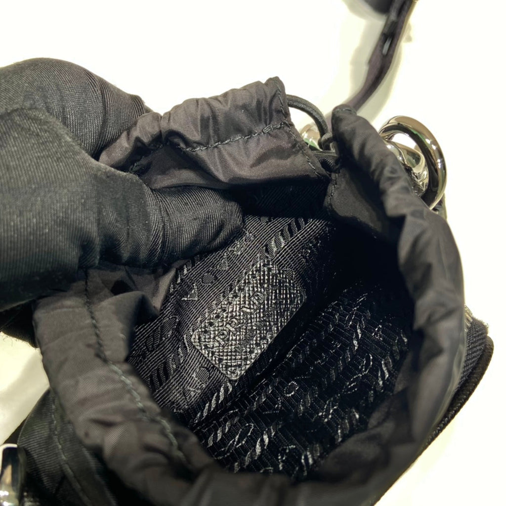 PRADA PHONE BAG 18 IN BLACK RE-NYLON